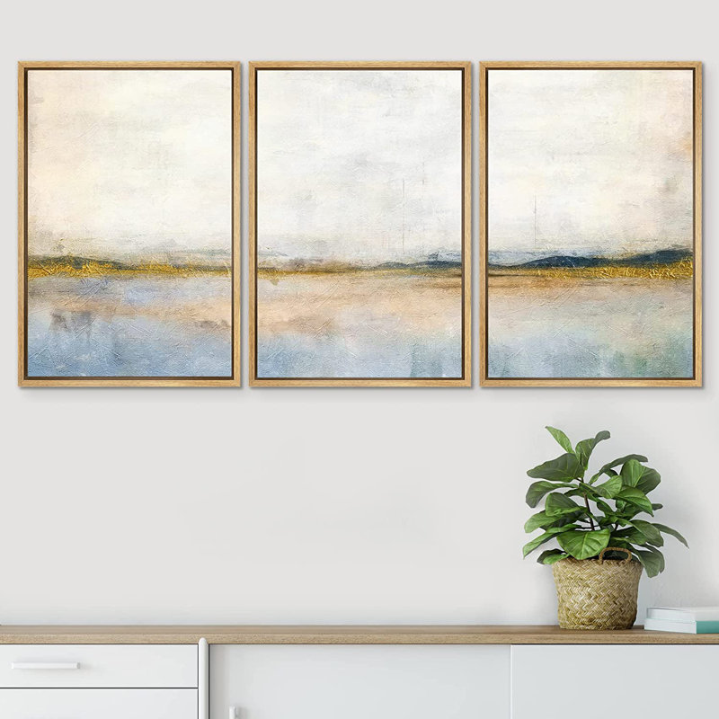 SIGNLEADER Blue Abstract Landscape Organic Modern Chic Decor Wall Art Framed On Canvas 3 Pieces Painting Print Reviews Wayfair